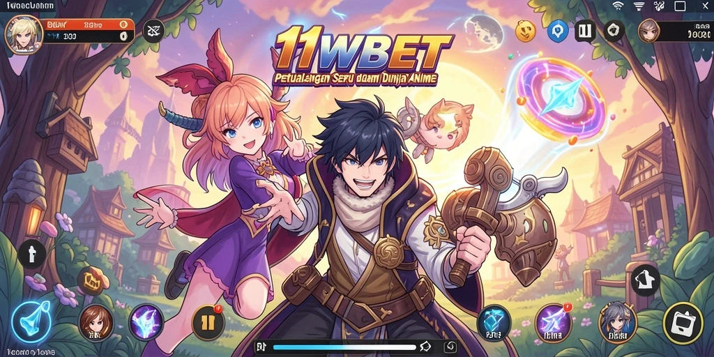 Tampilan gameplay <strong>11WBET</strong> yang menampilkan petualangan karakter anime.