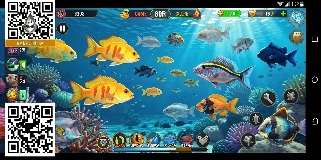 Tampilan gameplay seru saat menangkap ikan di 8QR.