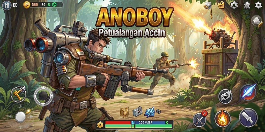 Screenshot ANOBOY menunjukkan aksi mendebarkan dalam gameplay Action.