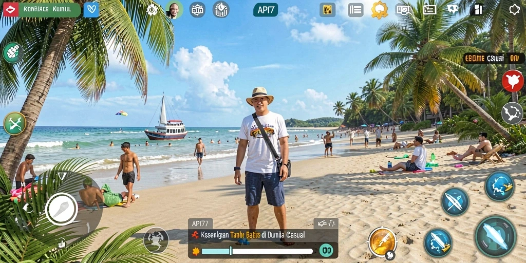 Screenshot menampilkan gameplay seru di API77 dengan grafis warna-warni.