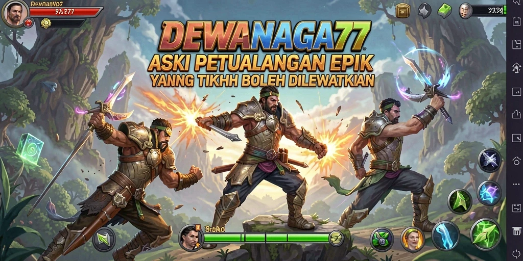 Screenshot utama DEWANAGA77 menampilkan aksi mendebarkan di medan perang.
