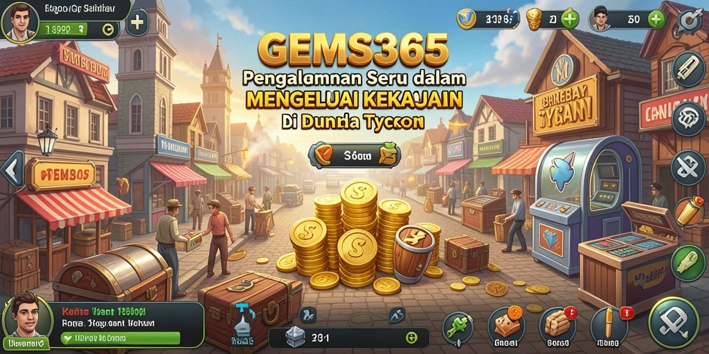 Screenshot GEMS365 menampilkan gameplay Tycoon yang seru dan menarik.