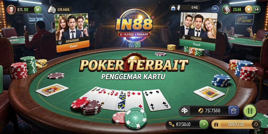 Tampilan gameplay Poker yang menegangkan di IN88.