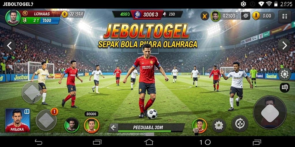 Tangkapan layar JEBOLTOGEL menampilkan pertandingan sepak bola yang seru.