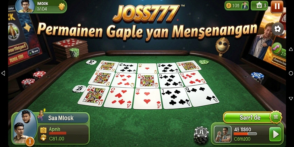 Screenshot gameplay JOSS777 menampilkan suasana seru permainan Gaple.