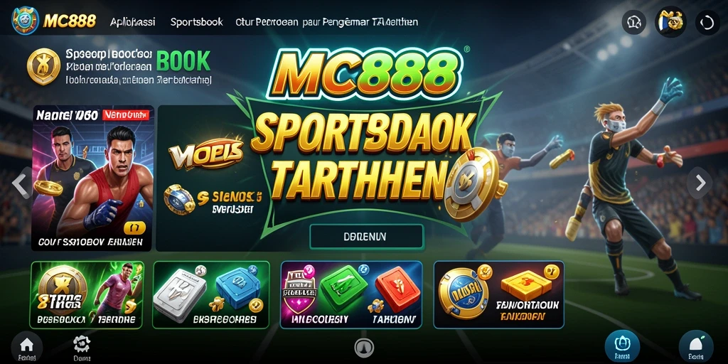 Screenshot utama MC888 menampilkan antarmuka taruhan olahraga yang menarik.