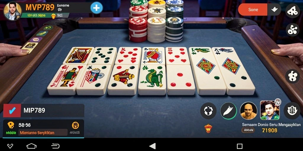 Screenshot tampilan gameplay seru Domino dalam MVP789.