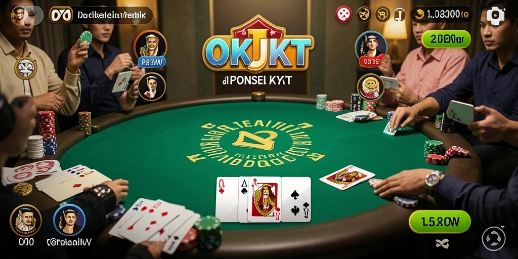Tangkapan layar gameplay OKJKT yang menunjukkan momen seru dalam permainan Poker.