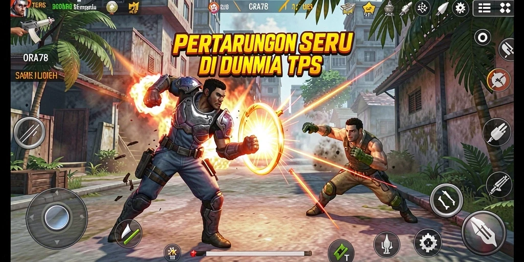 Screenshot gameplay ORA78 menampilkan aksi seru dalam pertempuran TPS.