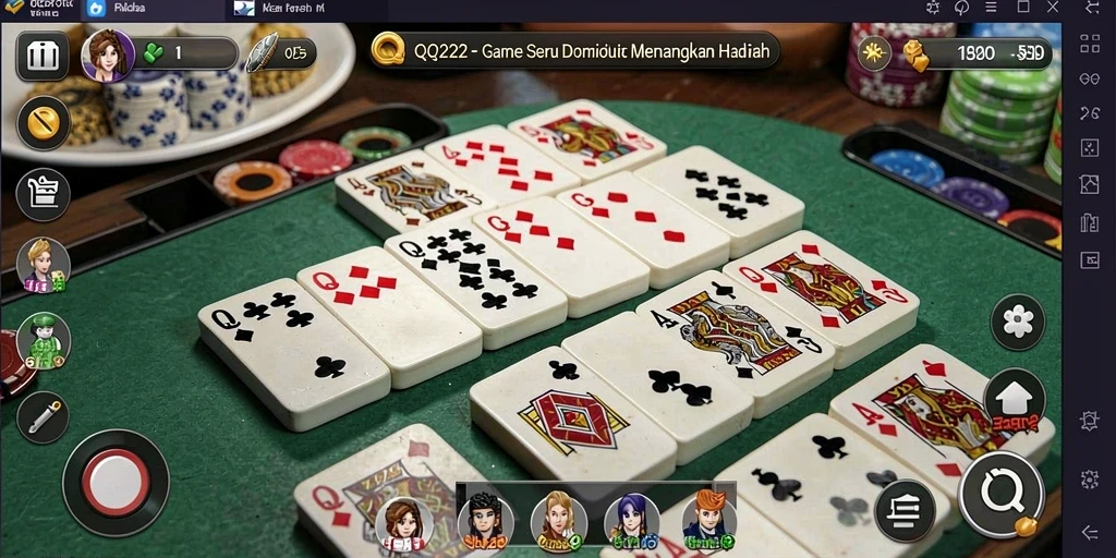 Tampilan seru gameplay QQ222 dalam permainan Domino.