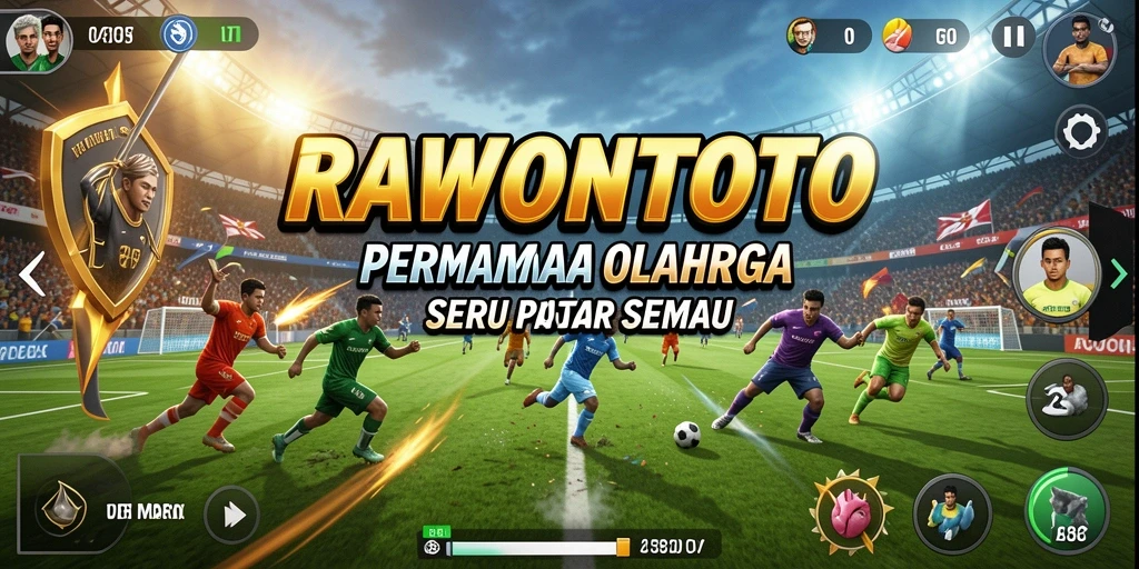Tampilan utama gameplay RAWONTOTO yang penuh aksi olahraga.