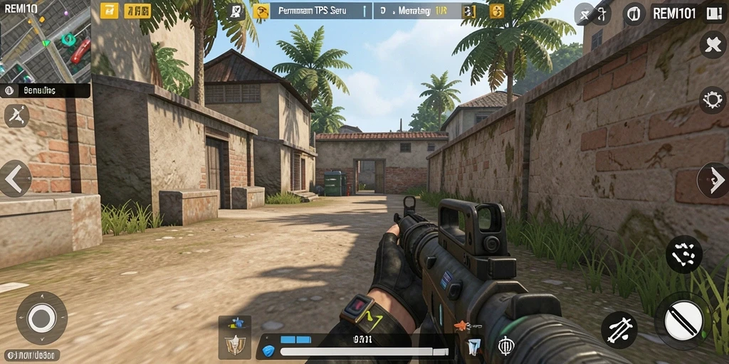 Screenshot REMI101 menampilkan aksi gameplay TPS yang intens.