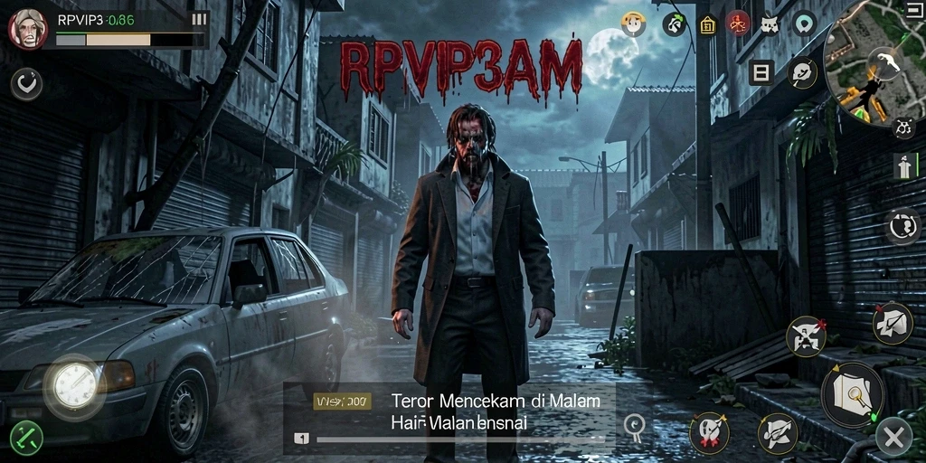 Menampilkan suasana gameplay menegangkan RPVIP3 di malam hari.