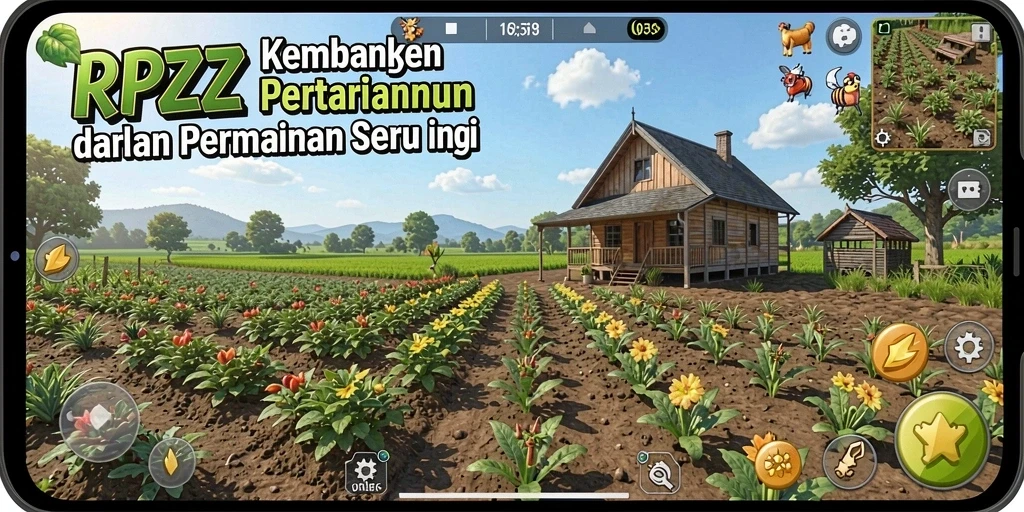 Tampilan gameplay RPZZZ yang memukau dengan aksi bertani yang seru.