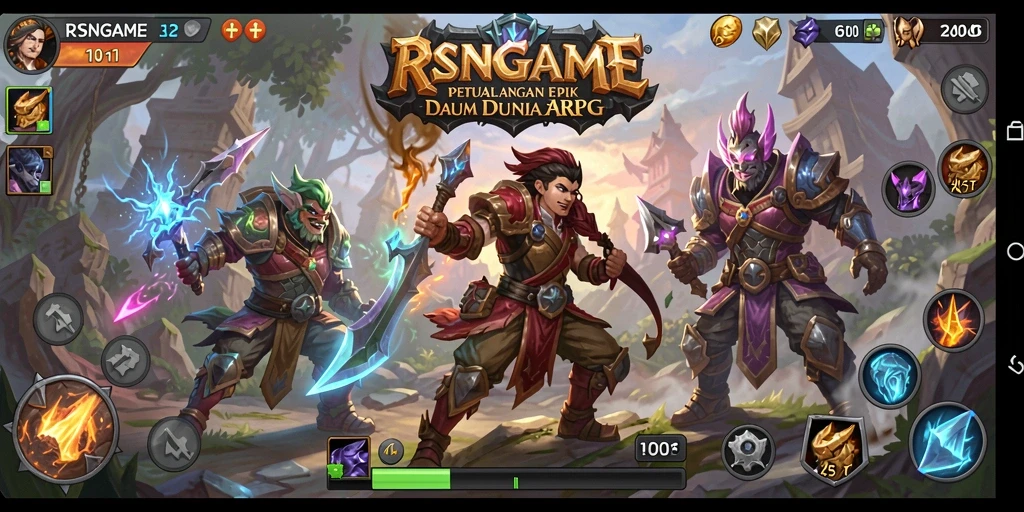 Tangkapan layar dari gameplay seru RSNGAME yang menunjukkan pertempuran epik.