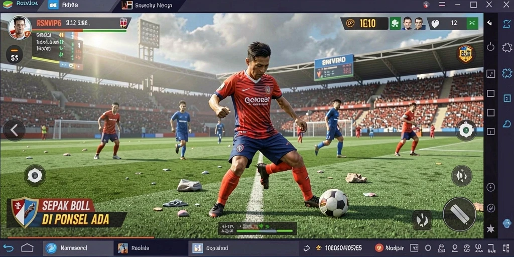 Tampilan gameplay mendebarkan di RSNVIP6 dengan aksi sepak bola nyata.