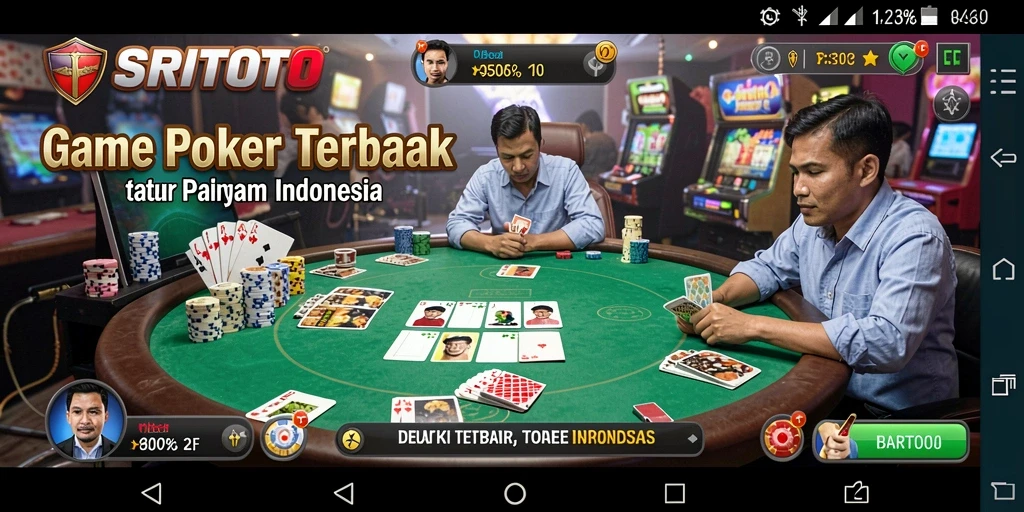 Tampilan gameplay menarik dari SRITOTO dengan suasana poker yang mendebarkan.