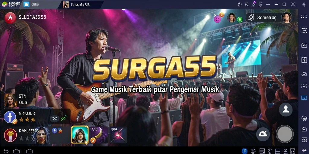 Tampilan antarmuka SURGA55 saat memainkan musik yang seru.
