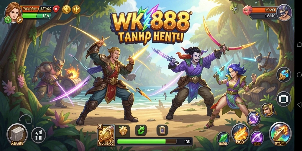 Screenshot gameplay yang menunjukkan aksi mendebarkan dalam WK888.